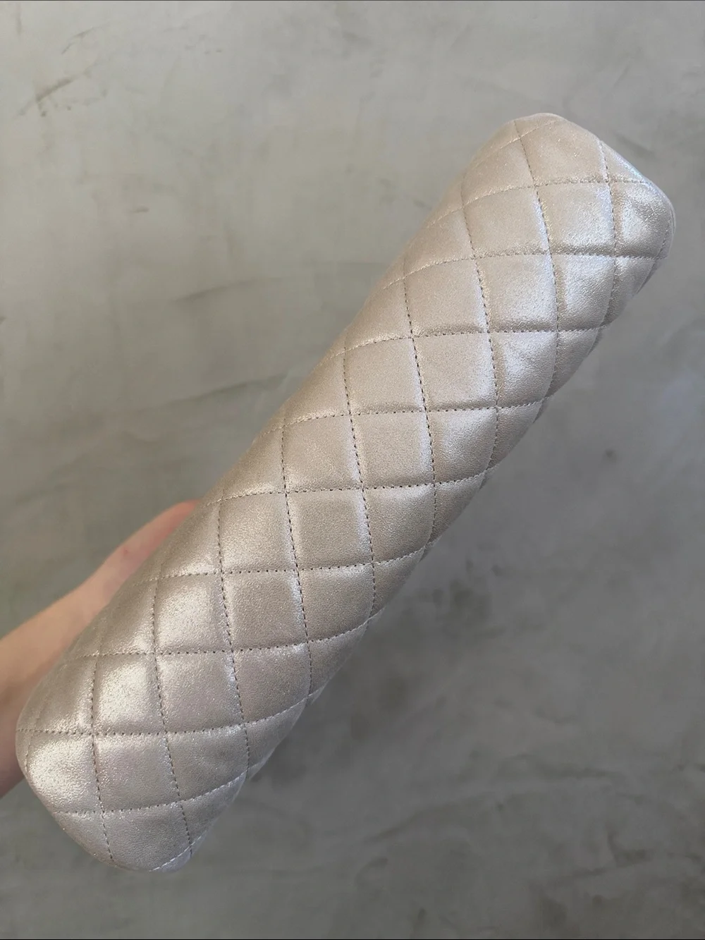 Chanel 12C Iridescent Light Gold Quilted Calfskin Timeless Kisslock CC Clutch